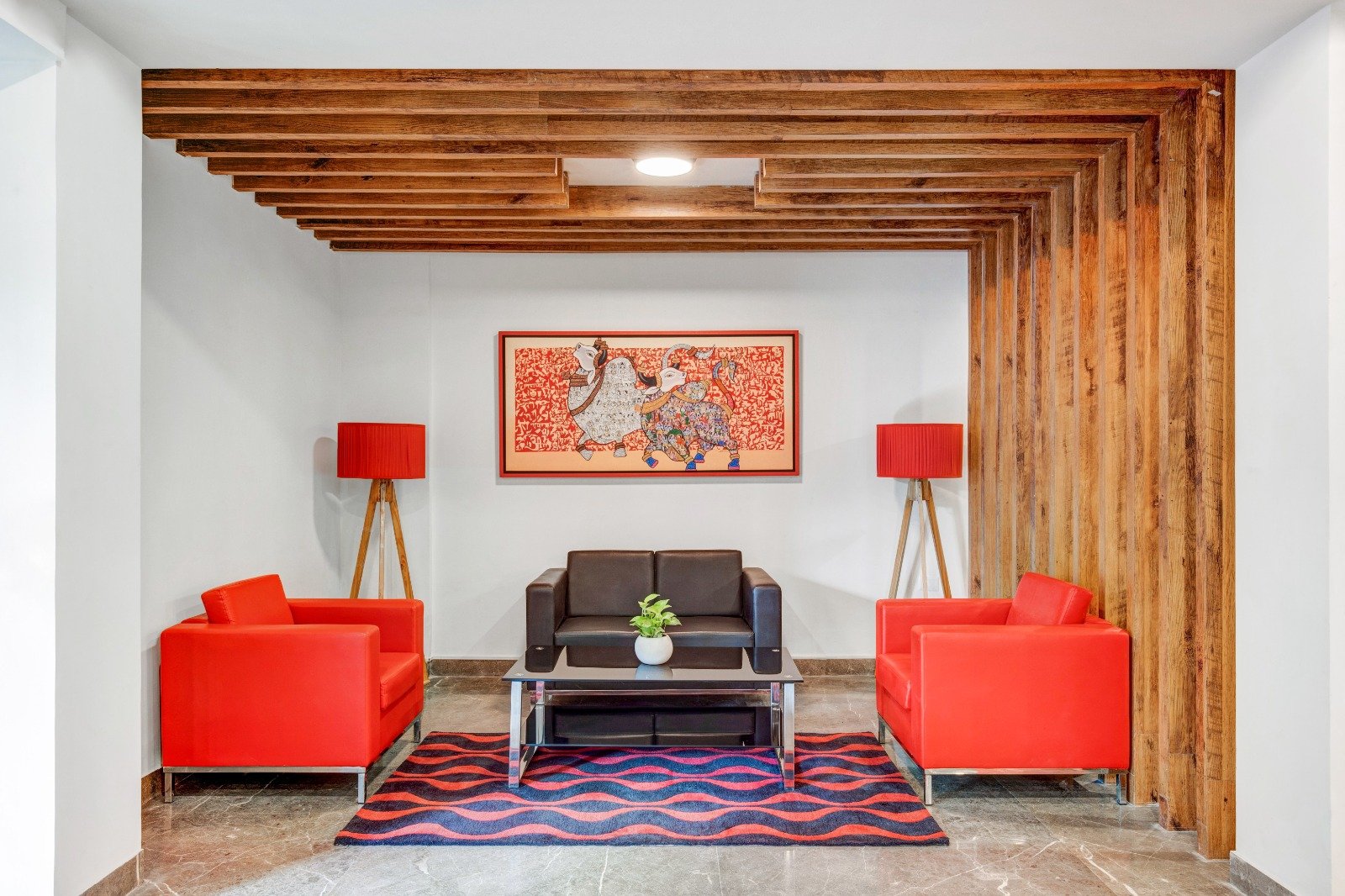 Guest waiting area at Hotel Mahananda