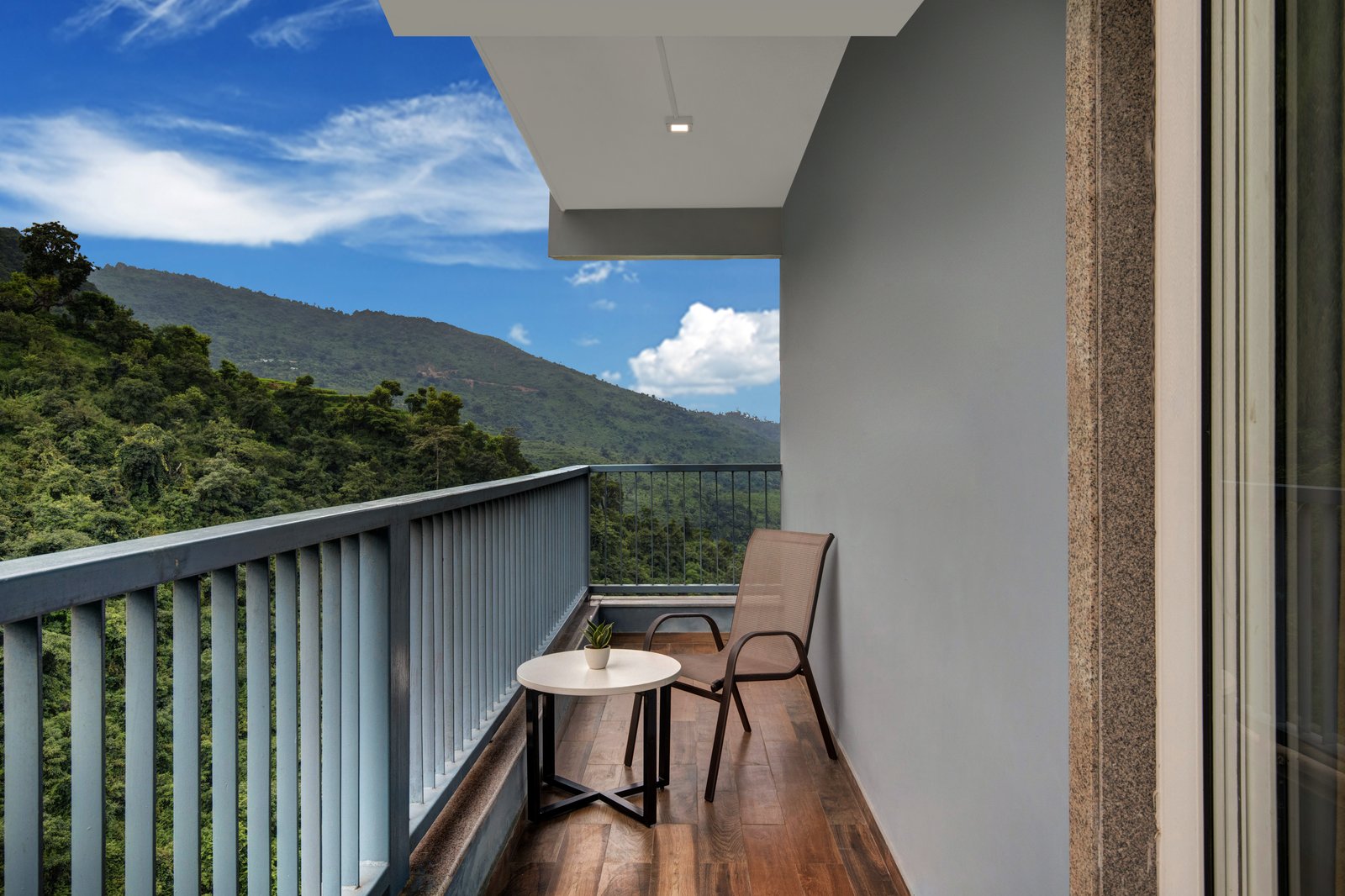 Balcony view at Hotel Mahananda in Uttarakhand